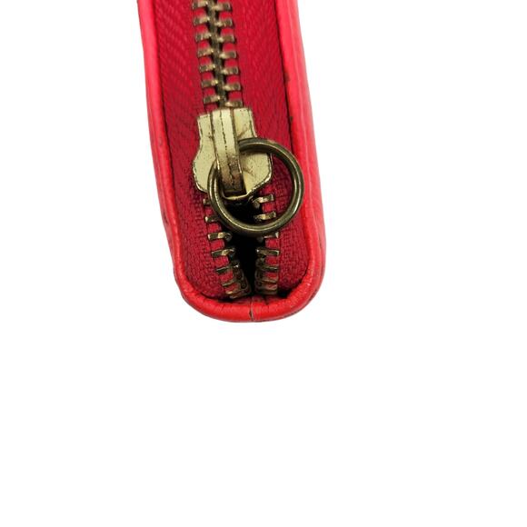 Fossil Neon Pink Jori Zip Leather 12 Card Slot Front Slot Wallet 8x4 - Picture 2 of 4